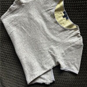 Vintage Burberry Gray and Yellow Striped Short Sleeve Top